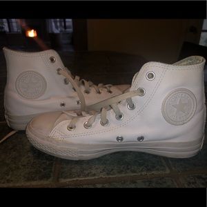 Leather white converse